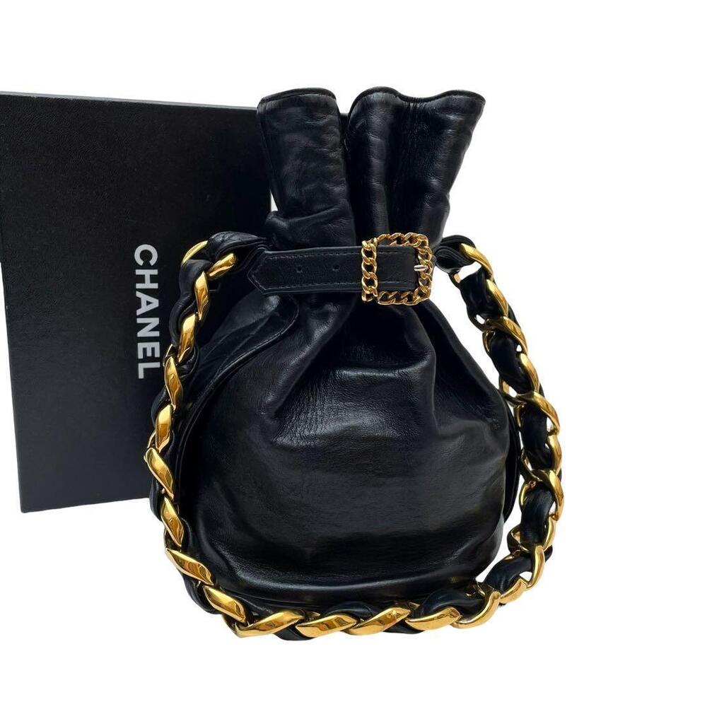 Quality Chanel Lambskin Drawstring Chain Shoulder… - image 1